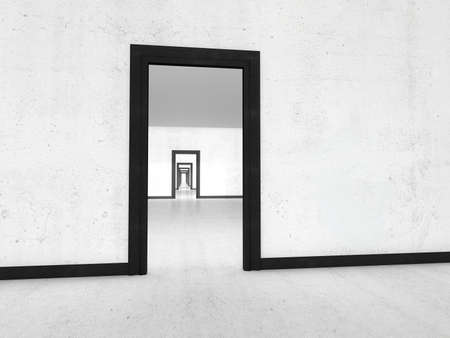 Long passage. illustration. 3D rendering white roomの写真素材