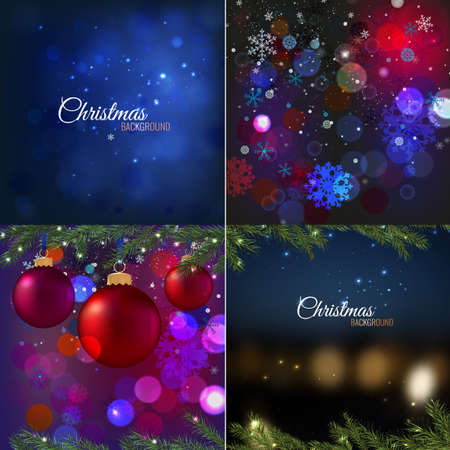 Vector designers set with beautiful seasonal winter backgrounds. Abstract backdrops useful for making postcards, Christmas invitations, posters and other Xmas, New Year and winter designs.のイラスト素材