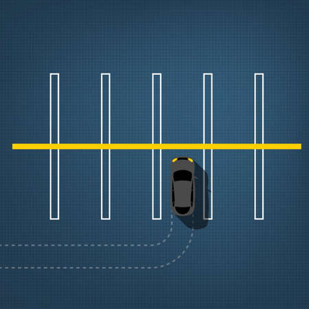 Vector graphic illustration of a top view car abstract parking lot scheme. Editable automotive collection in a flat simple style.のイラスト素材