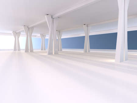 Empty underground parking area light 3D rendering
