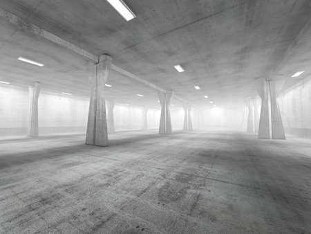 Empty underground parking area 3D rendering imageの写真素材