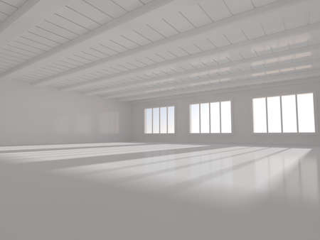 High resolution white room with window  3D renderingの写真素材