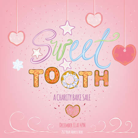 Beautiful illustration of a charity bake sale made in cute tasty style のイラスト素材