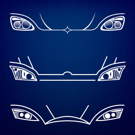 Vector graphic set of car head lights isolated icons. のイラスト素材