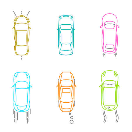 Vector graphic set of top view car abstract silhouettes.のイラスト素材