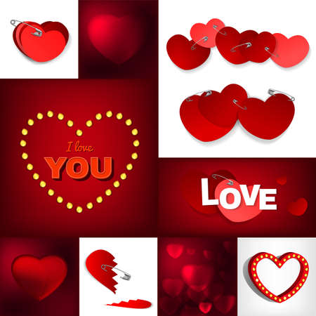 Beautiful illustration of  Valentines hearts. Romantic creative concept. Poster, postcard, advertisement or leaflet graphic background.のイラスト素材