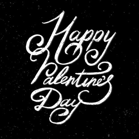 Beautiful vector illustration of handwritten romantic typography in black and white colors. Happy Valentines Day. Useful for postcard, invitation, T- shirt and poster creative design.のイラスト素材