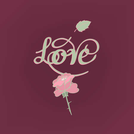 Vector romantic card with lovely handwritten typography. Hand drawn floral elements. Example of a cute and romantic style in pastel tones. Saint Valentine Day image. Love is all creative concept.のイラスト素材