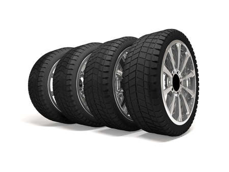 3d render tires isolated on white background
