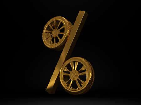 Tyres with a percent. Present. 3D Icon isolated on dark  background