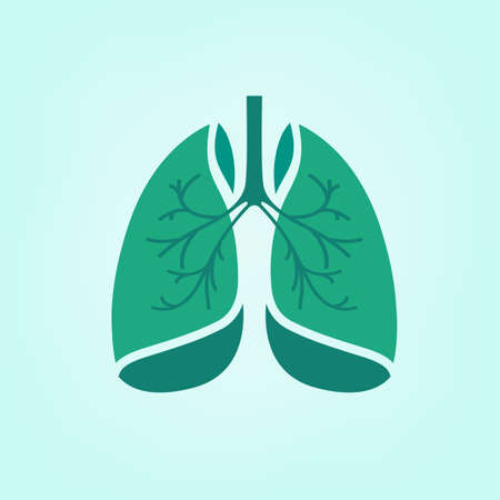 Beautiful vector illustration of medical lungs icon. Editable abstract image in light green and emerald colors useful for a poster, icon, logo, placard, sign, label and web banner creative design.のイラスト素材