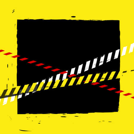 Vector illustration of danger line tracks grunge template. Modern background for poster, print, flyer, book, booklet, brochure and leaflet design. Editable image in black, yellow and white colors.のイラスト素材