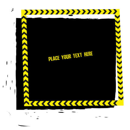 Vector illustration of danger line tracks grunge template. Modern background for poster, print, flyer, book, booklet, brochure and leaflet design. Editable image in black, yellow and white colors.のイラスト素材