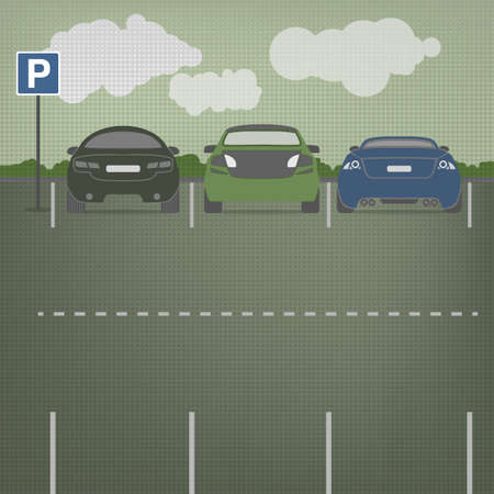Car parking vector graphic in modern laconic style. Editable illustration. Automotive collection.のイラスト素材