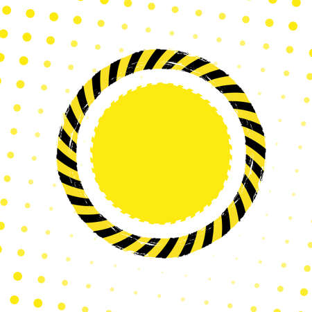 Danger tape circle on a white and yellow dotted background.のイラスト素材