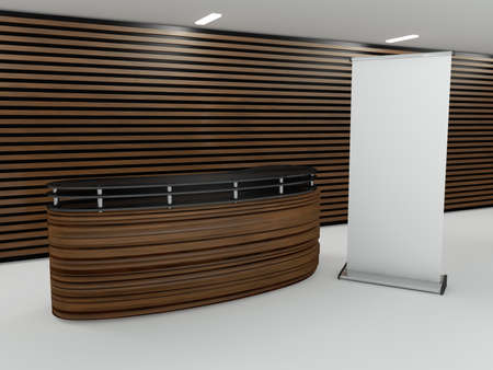 3d render of a blank roll up banner on a background. 3d renderingの写真素材