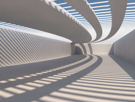 Abstract modern architecture background, empty white open space interior, 3D rendering