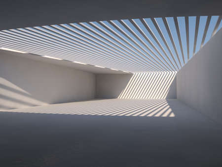 Abstract modern architecture background, empty white open space interior, 3D renderingの写真素材