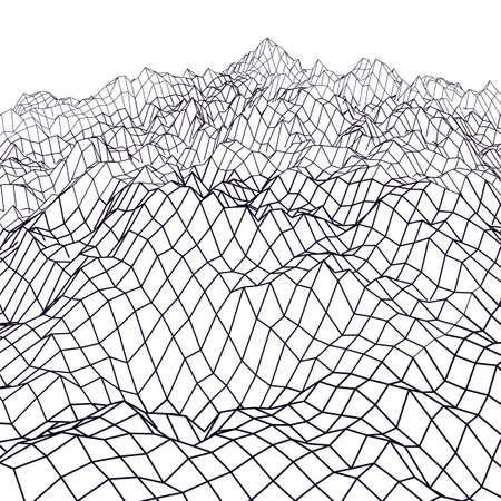 Black abstract low-poly, polygonal rectangular landscape on a white background for web, presentations, posters and prints. Vector editable illustration. Realistic 3D design vector template.のイラスト素材