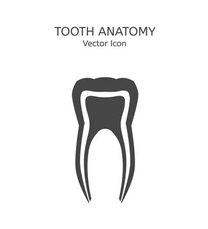 Tooth icon vector illustration. Medical concept in flat modern style. Editable image in dark gray color on a white background. Logotype or infographics element.のイラスト素材