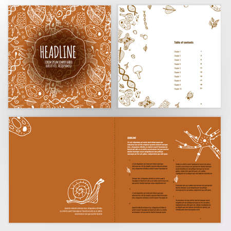 Vector business brochure template. Bright modern backgrounds for poster, print, flyer, book, booklet, brochure and leaflet design. Editable graphic image in natural colorsのイラスト素材