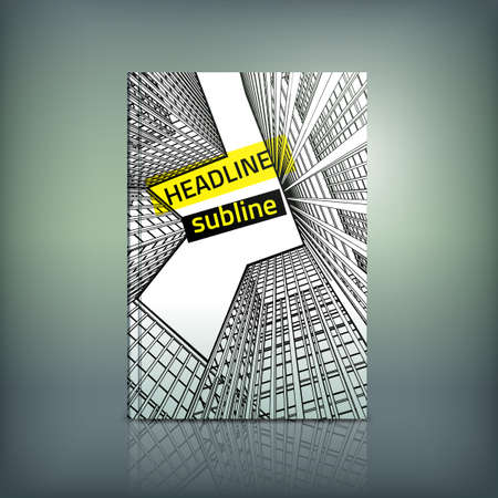 Vector business brochure cover template. Modern background for poster, print, flyer, book, booklet, brochure and leaflet design. Editable graphic collection in white, yellow and black colorsのイラスト素材