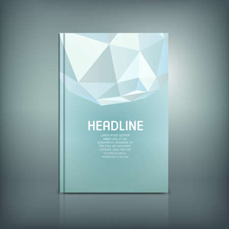 Vector polygonal business brochure cover template. Modern backgrounds for poster, print, flyer, book, booklet, brochure and leaflet design. Editable graphic collection in light blue colorsのイラスト素材