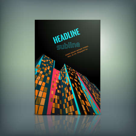 Vector business brochure cover template. Modern backgrounds for poster, print, flyer, book, booklet, brochure and leaflet design. Editable graphic collection in blue, pink, orange and black colorsのイラスト素材