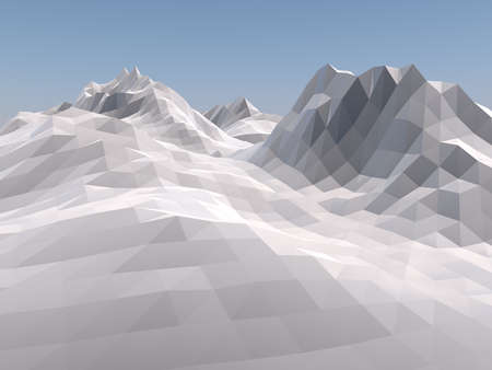 Mountain low poly vintage style background. 3D rendering.の写真素材