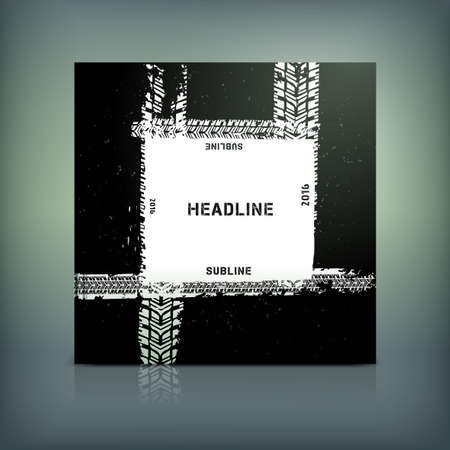 Vector tyre brochure cover template. Modern background for poster, print, flyer, book, booklet, brochure and leaflet design. Editable graphic collection in white and black coloursのイラスト素材