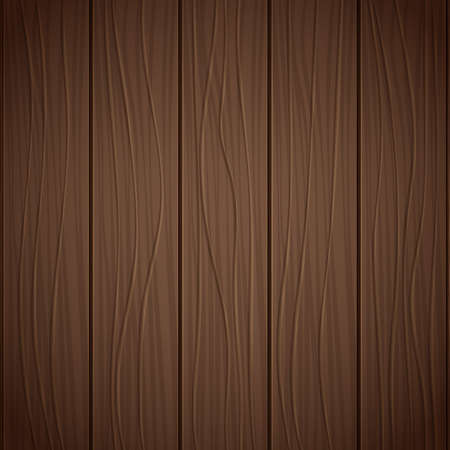Wooden striped fiber textured background in dark brown colour. Vector illustrationのイラスト素材
