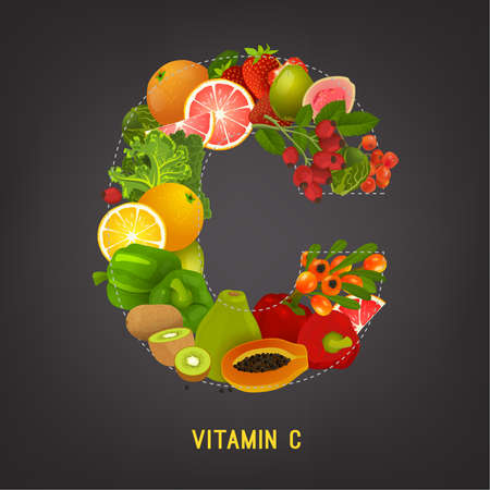 Vitamin C in food imageのイラスト素材