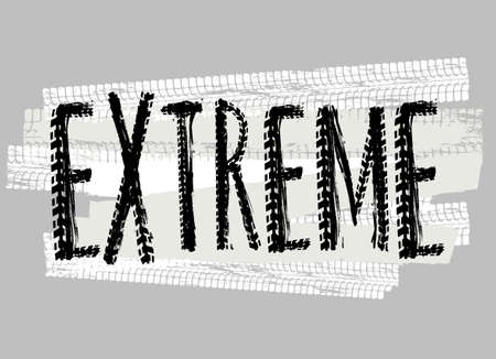 Off-Road extreme hand drawn grunge lettering. Tire tracks words made from unique letters. Beautiful...