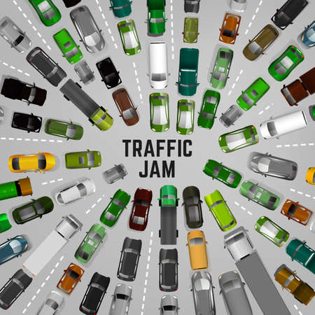 City traffic with top view cars imagesのイラスト素材