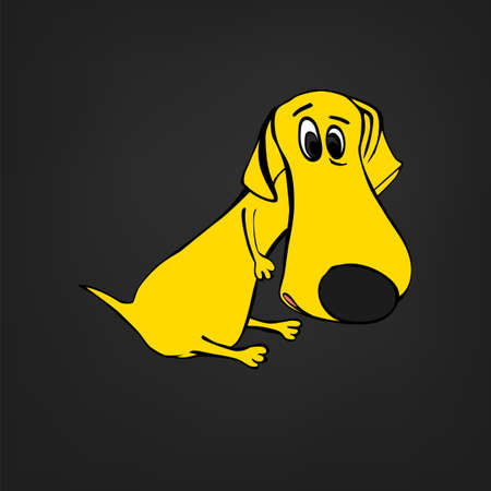 Cute yellow dachshund dog in cartoon styleのイラスト素材