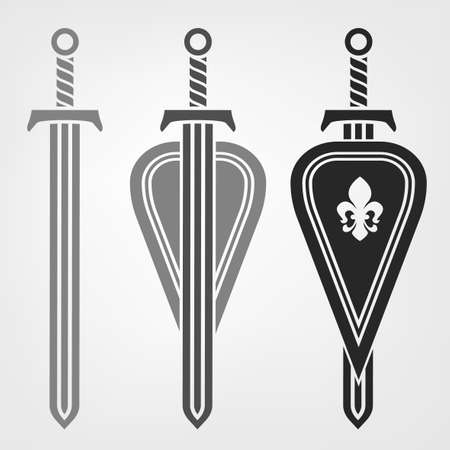 Swords and shields heraldic design.のイラスト素材