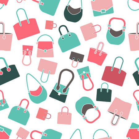 Handbag seamless pattern in a modern flat style illustration.のイラスト素材