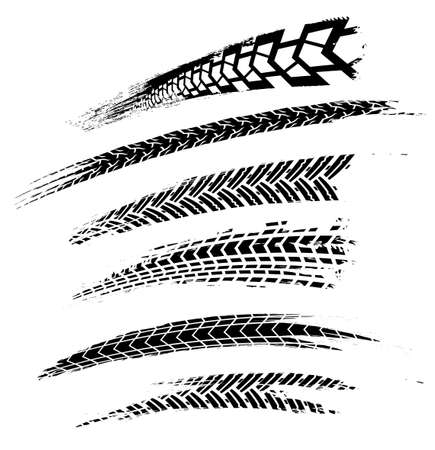 Motorcycle tire tracks vector illustration. Grunge automotive element Graphic image in black color on a white background.のイラスト素材