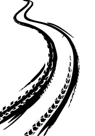 Tire tracks print image illustrationのイラスト素材