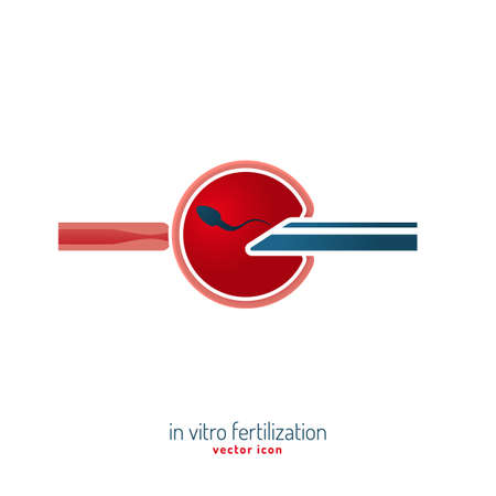 In vitro fertilisation icon. Medical, biological and healthcare concept. Artificial insemination element. Vector illustration in blue and pink colors isolated on a white background.のイラスト素材
