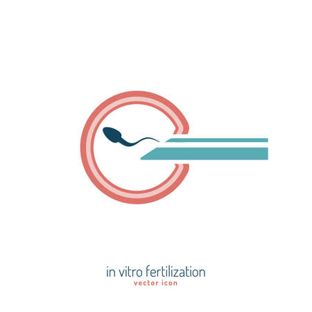 In vitro fertilisation icon. Medical, biological and healthcare concept. Artificial insemination element. Vector illustration in blue, violet and pink colors isolated on a white background.のイラスト素材