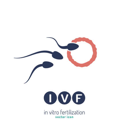 In vitro fertilisation icon. Medical, biological and healthcare concept. Artificial insemination element. Vector illustration in violet and pink colors isolated on a white background.のイラスト素材