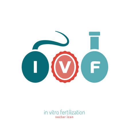 In vitro fertilisation icon. Medical, biological and healthcare concept. Artificial insemination element. Vector illustration in blue and pink colors isolated on a white background.のイラスト素材
