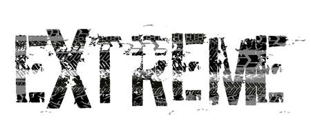 Off-Road extreme hand drawn grunge lettering. Tire tracks word made from unique letters. Beautiful...