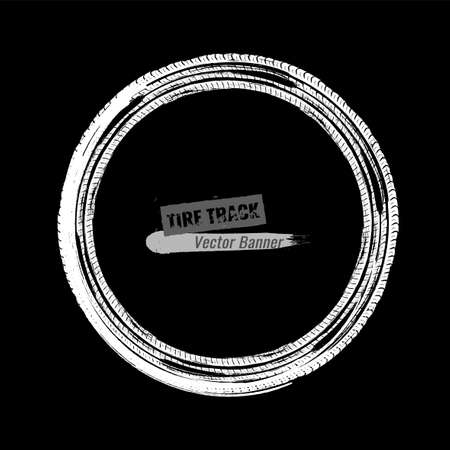 Tire track circular frame. Digital vector illustration. Automotive background elementのイラスト素材