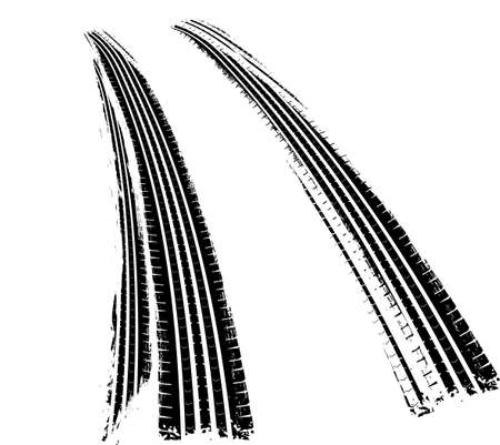 Tire Tracks Print Texture. Off-road background. Graphic vector illustration. Editable graphic image in black colour isolated on a white background.のイラスト素材