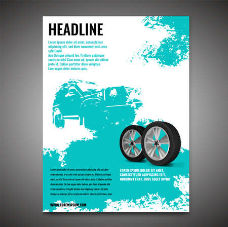 Vector automotive banner template. Grunge offroad background for vertical poster, digital banner, flyer, booklet, brochure and web design. Editable graphic image in blue and white colorsのイラスト素材