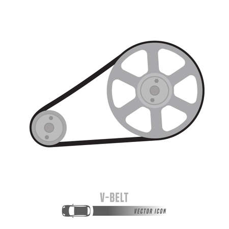 V-belt image. Spare parts icon in greyscale colors. Editable vector illustration isolated on a white background. Automotive concept.のイラスト素材