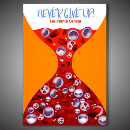 Leukemia vertical background in bright colors. White and red blood cells in realistic style. Leukaemia disease awareness. Editable vector illustration. Medical, scientific and healthcare concept.のイラスト素材