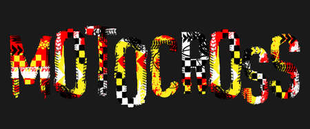 Off-Road motocross racing. Unique grunge lettering on a dark grey background. Creative drive...